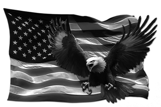 Red White and Blue American flag eagle  grayscale decal - American Patriots Decals