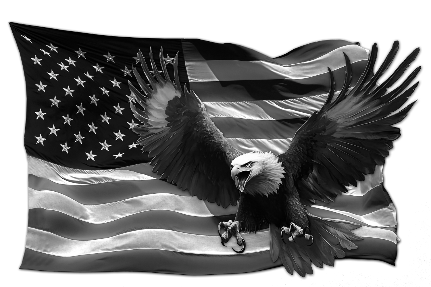 Red White and Blue American flag eagle grayscale decal with high durability.