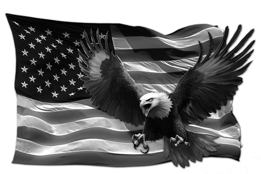 Red White and Blue American flag eagle grayscale decal with high durability.