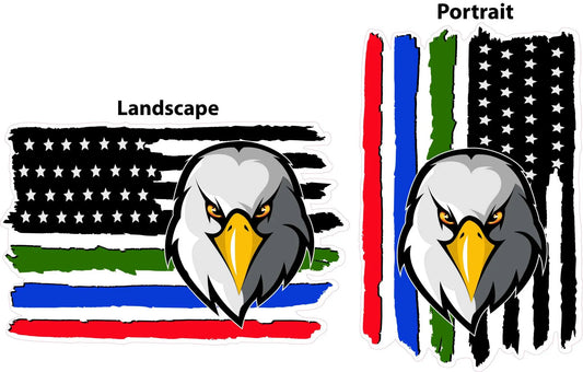 Black Worn American Flag first responders eaglehead decal