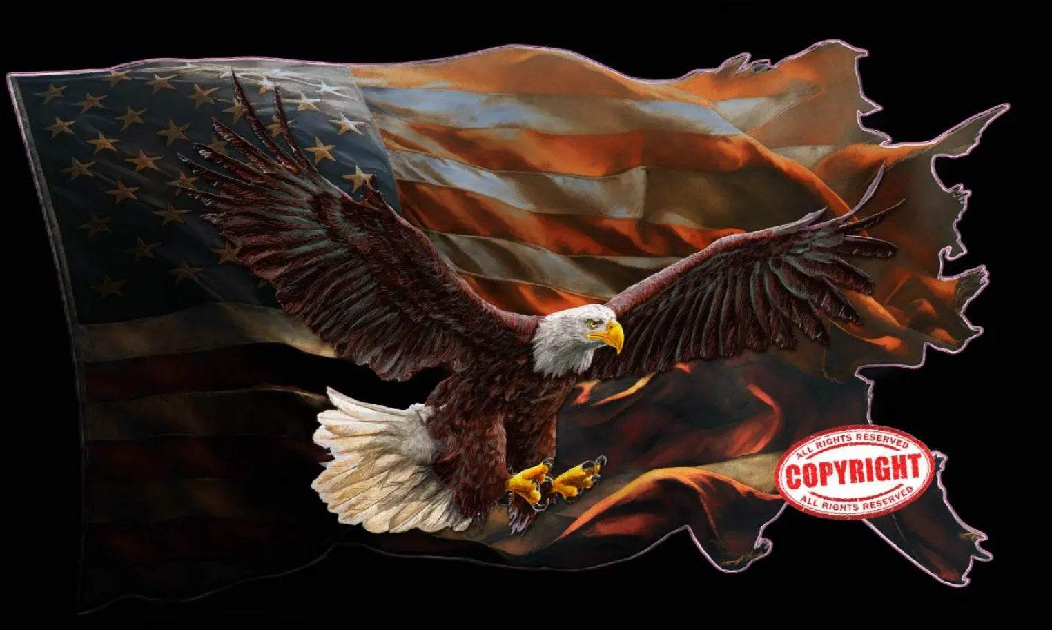 Worn American flag eagle wings decal with patriotic design and durable material