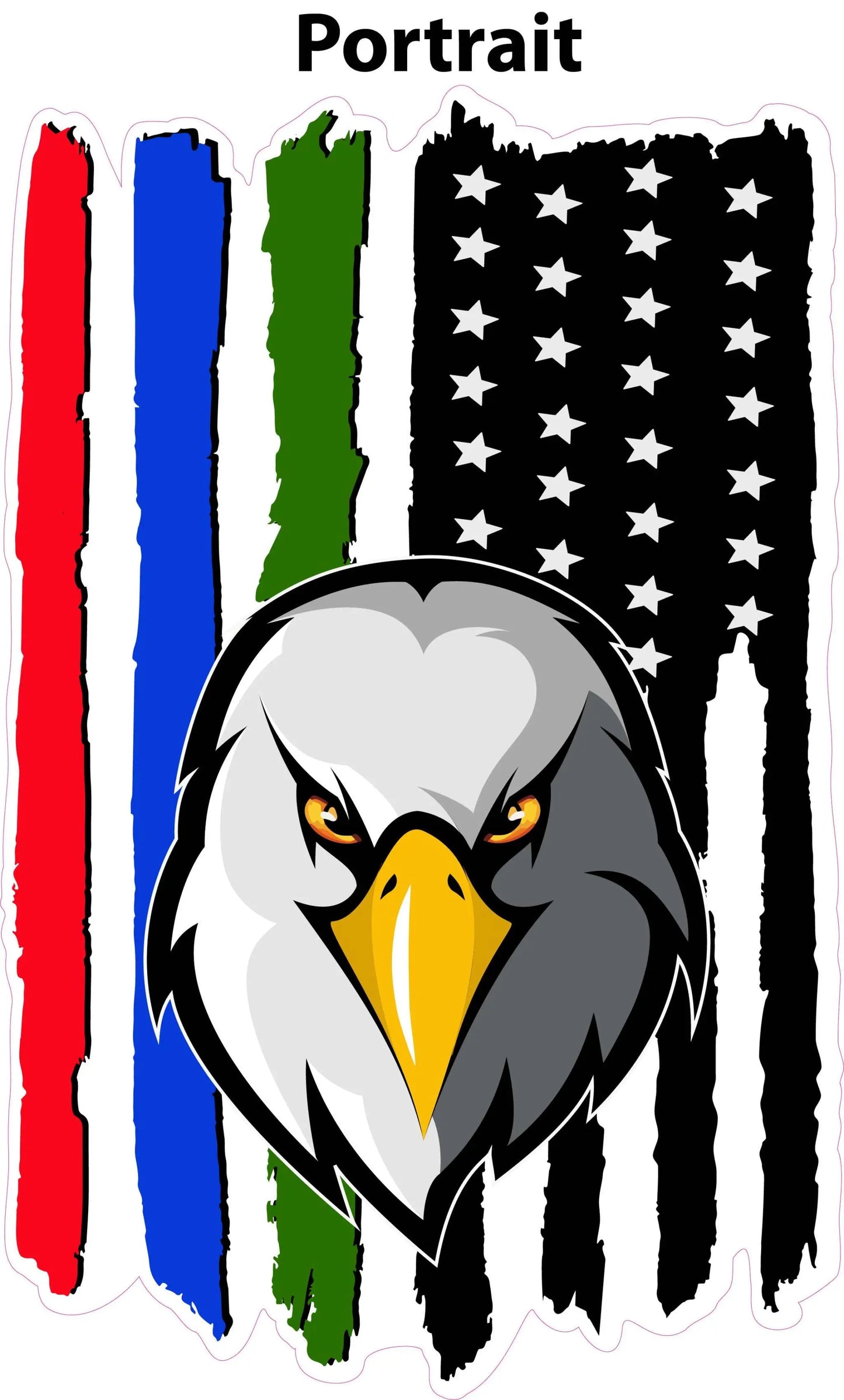 Black Worn American Flag eaglehead decal for first responders.