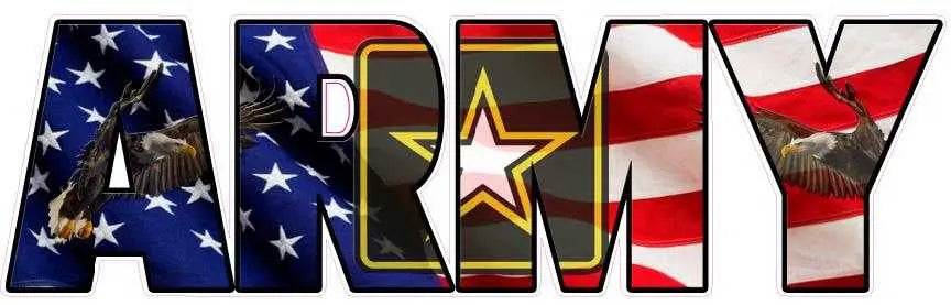 United States Army decal with American flag and bald eagle design