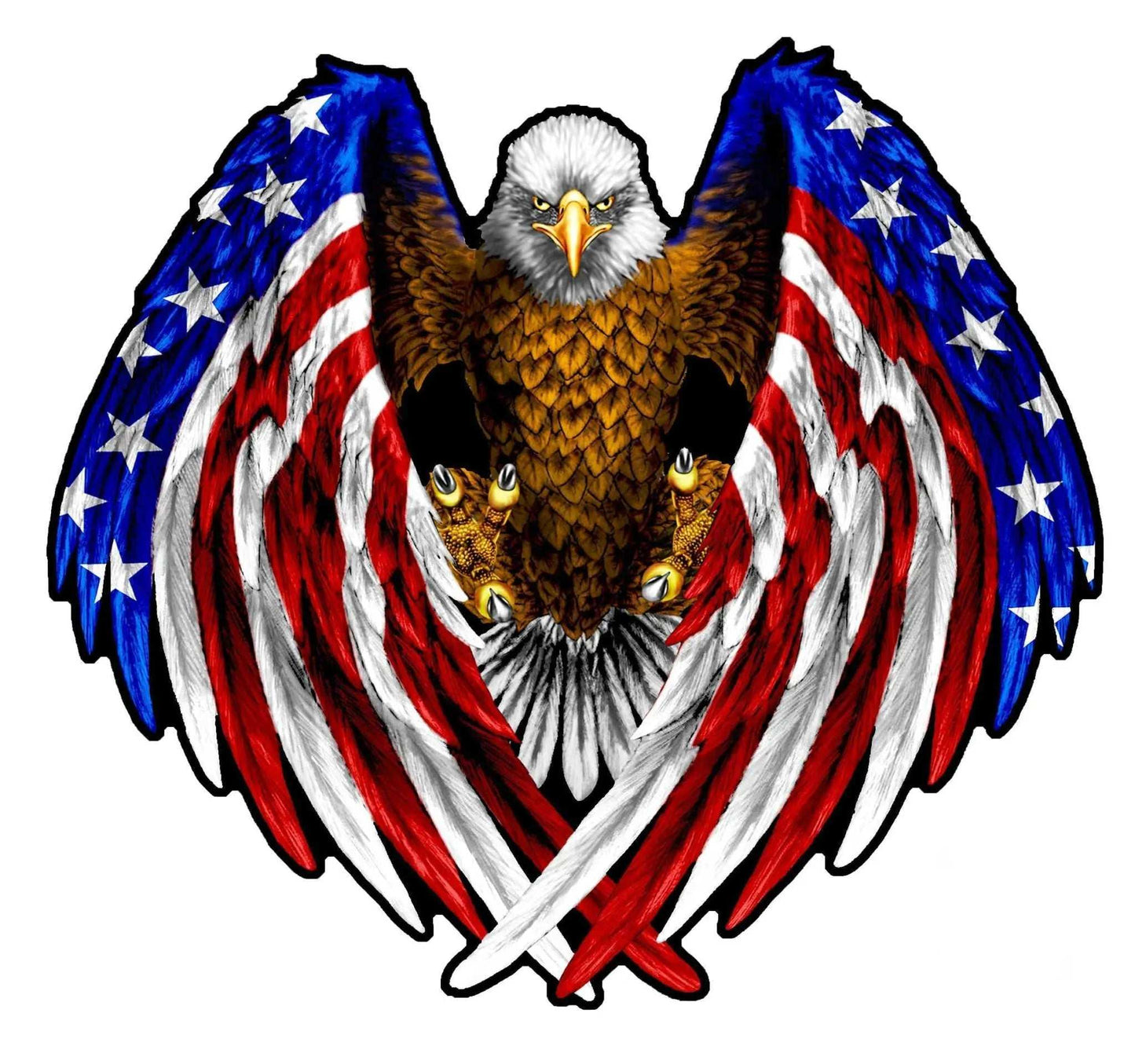 Bald eagle with American flag wings patriotic decal design