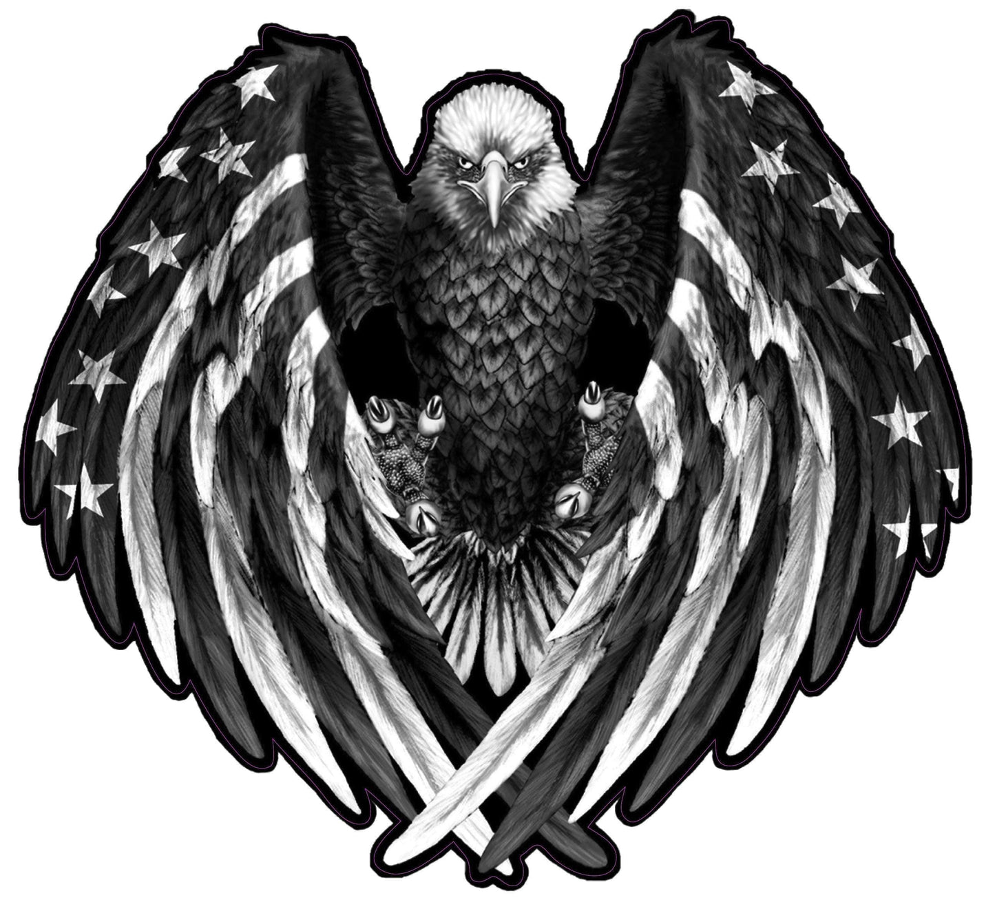 American Flag Eagle Wings Gray Scale Decal