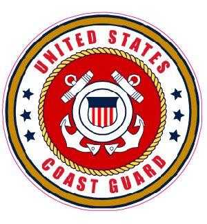 Coast Guard Decal, 5x5 inches, high-quality outdoor vinyl, USA-made.