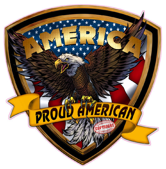 American flag crest with eagle proud American decal sticker