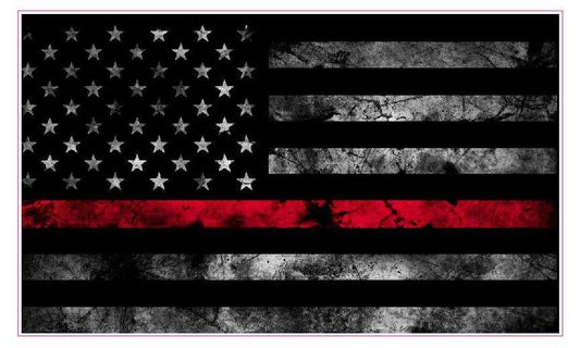 First Responders American Flag Decal with thin red line, durable outdoor vinyl.