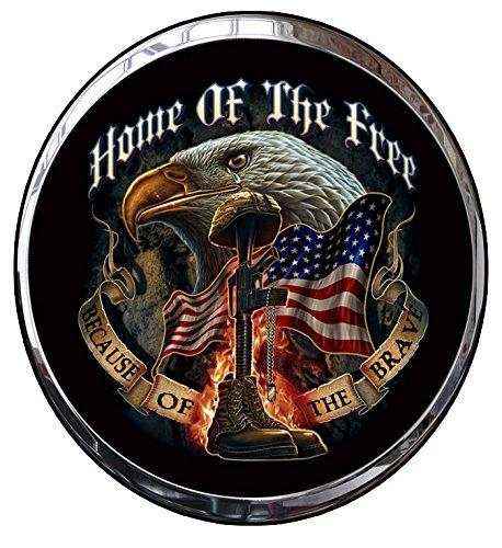 Home of the Free patriotic decal with eagle, American flags, and military tribute design