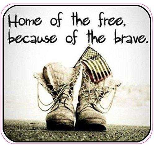 Home of the Free decal featuring boots with an American flag.