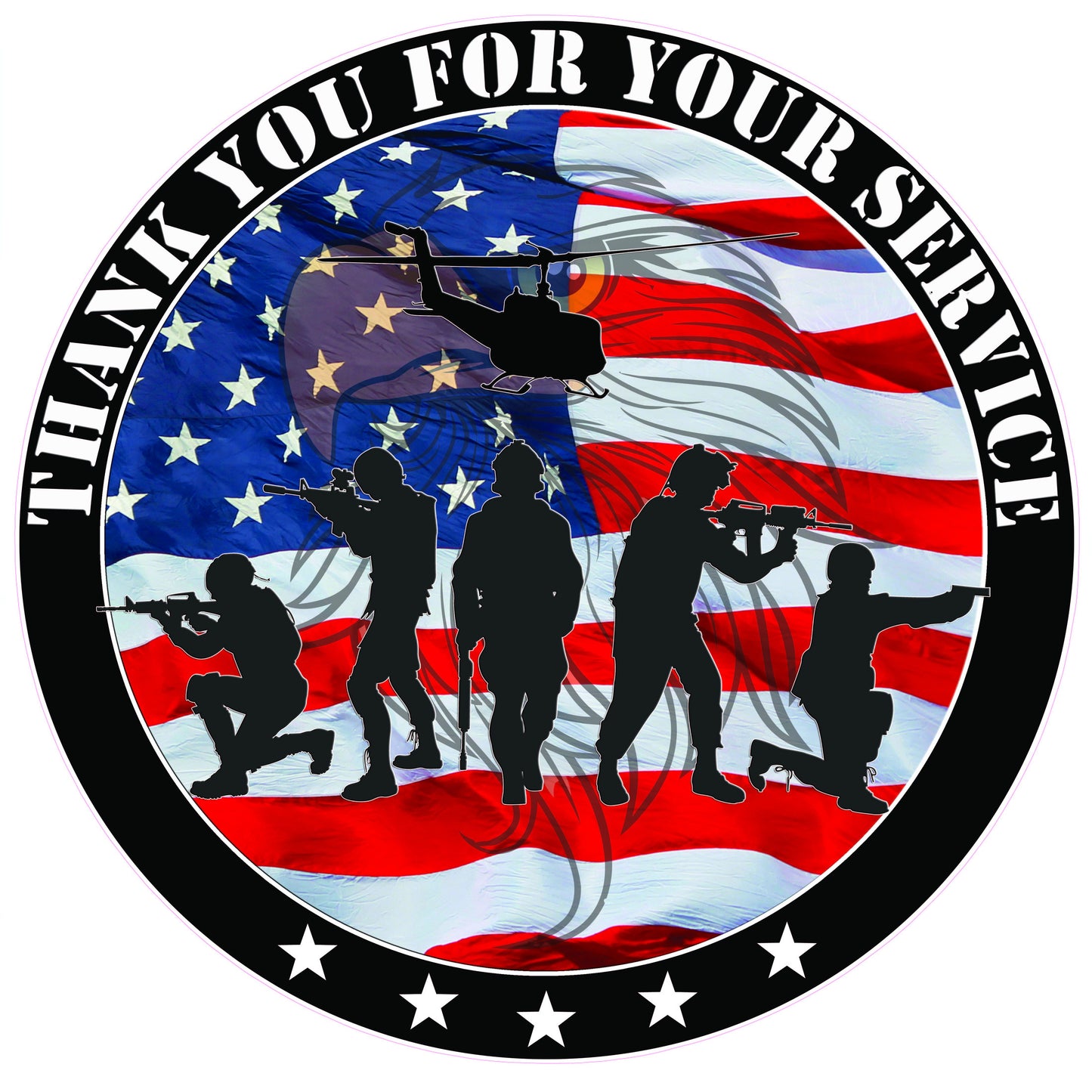 Military - Thank you for your Service Decal - American Bald Eagle, American bald eagle decal, American eagle, American Eagle American Flag Decal, American flag, American flag eagle decals, American flag stickers, armed forces stickers, automotive decals, automotive stickers, bumper stickers, eagle decals, eagle stickers, Military and Veterans Decals, Military decals, military stickers, Patriotic stickers, Support Our Troops Decal, Thank you for your Service Decal, vehicle decals, Vehicle sticker
