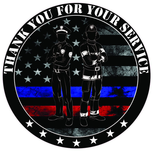 Law and First Responders Thank You for Your Service Decal - American flag stickers, American Punisher First Responders Decal, automotive decals, automotive stickers, first responders, First responders Law Enforcement decals, law enforcement, police decal, thank you for your service, thin blue line, vehicle decals, Vehicle stickers, window decal, window decals, window sticker, window stickers, woo_import_1 | American Patriots Decals | High Quality First Responders and Law Enforcement Vinyl Decals