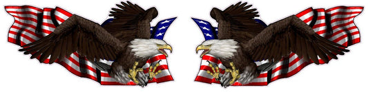 United States Flag with Soaring Eagle Left and Right Decal - American bald eagle decal, American eagle, American Eagle American Flag Decal, American flag, American flag decal, American flag eagle decals, American flag stickers, automotive decals, automotive stickers, eagle decals, eagle stickers, Military decals, Patriotic stickers, United States decal, United States Flag with Soaring Eagle Left and Right Decal, united states sticker, vehicle decals, Vehicle stickers, window decal, window decals