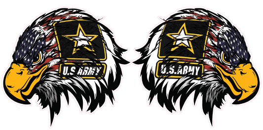 Army American Flag Eagle Head Pair Decal