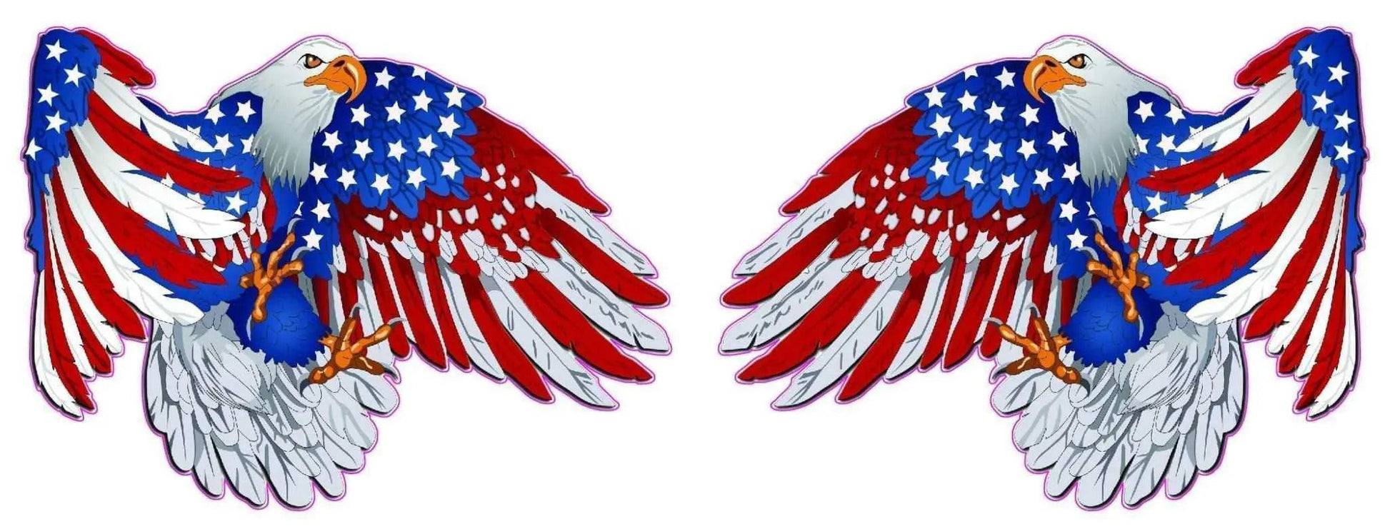 American flag patriot eagle pairs decal with red, white, and blue wings and stars pattern