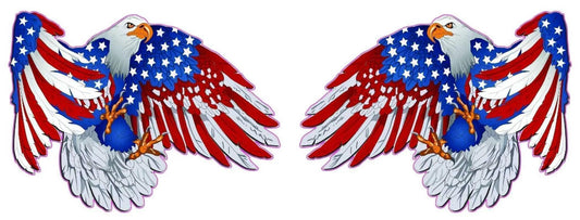 American flag patriot eagle pairs decal with red, white, and blue wings and stars pattern