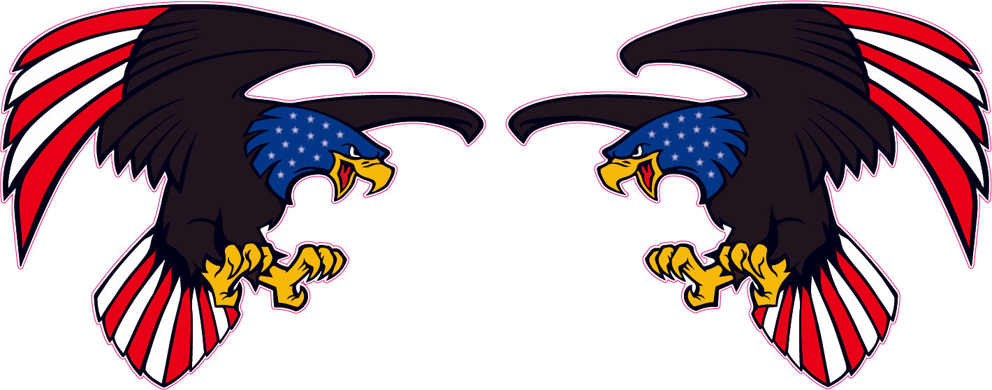 American flag cartoon eagle decal pairs