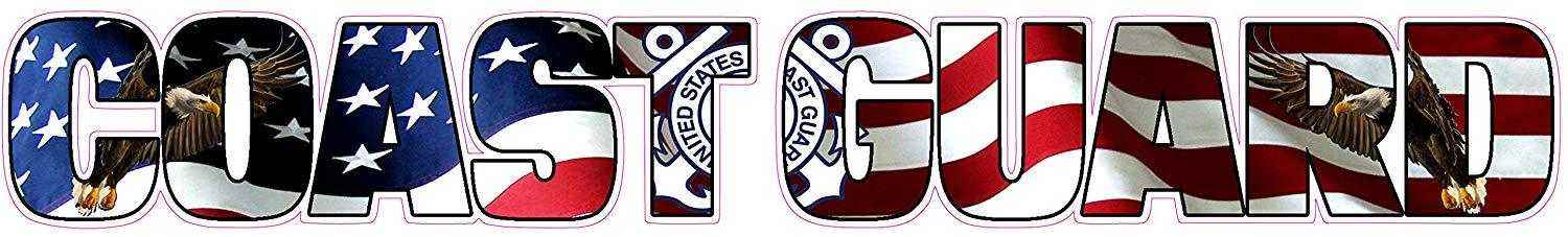 Coast Guard American Flag Eagle Lettering decal with high quality vinyl and patriotic design