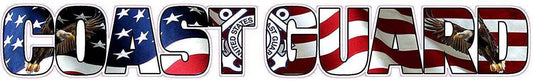 Coast Guard American Flag Eagle Lettering decal with high quality vinyl and patriotic design