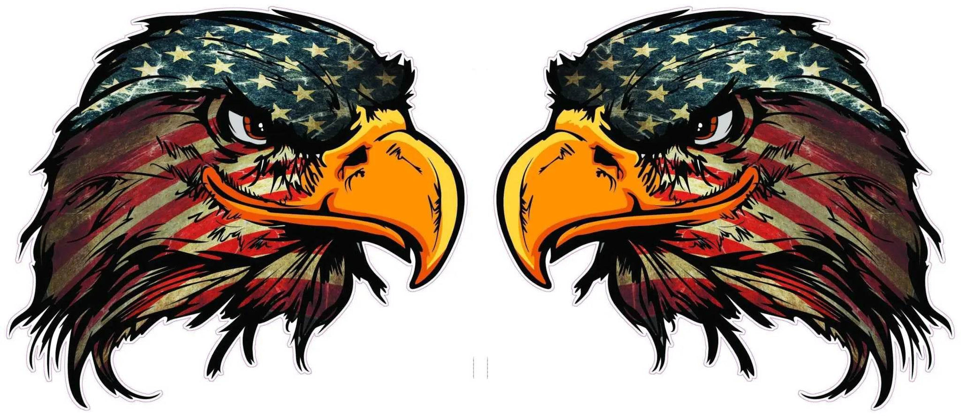 Pair of American Flag Eagle Head decals with patriotic stars and stripes design