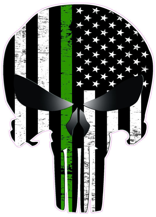 Skull Thin Green Military Line Subdued Decal - armed forces stickers, automotive decals, automotive stickers, decals, Military and Veterans Decals, Military decals, military stickers, Patriotic stickers, punisher, Punisher Skull Thin Military Line Subdued Decal, skull decal, skull sticker, vehicle decals, Vehicle stickers, window decal, window decals, window sticker, window stickers | American Patriots Decals | High Quality Military and Veterans Die-Cut Decals