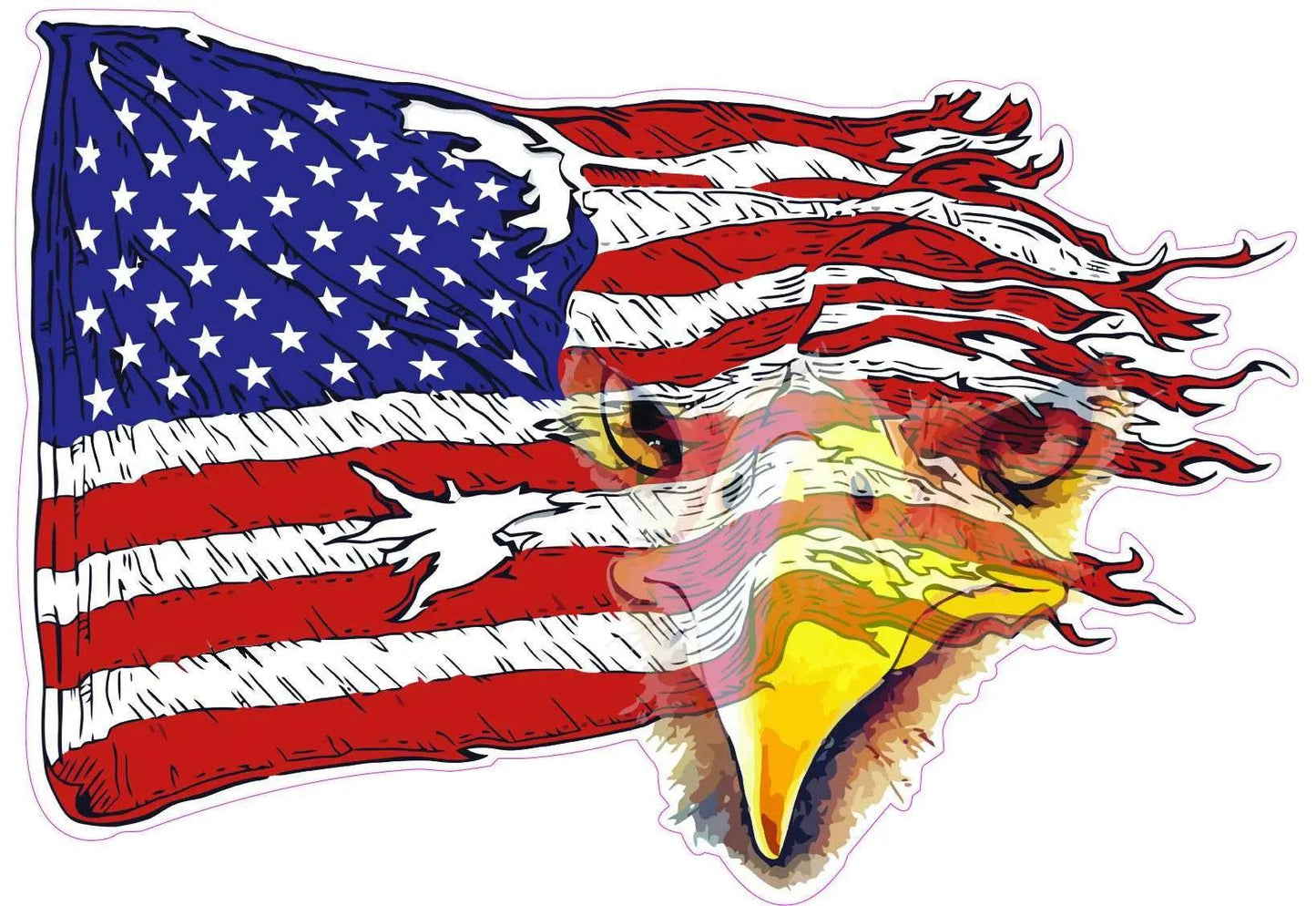 Weathered American flag with bald eagle face decal patriotic design