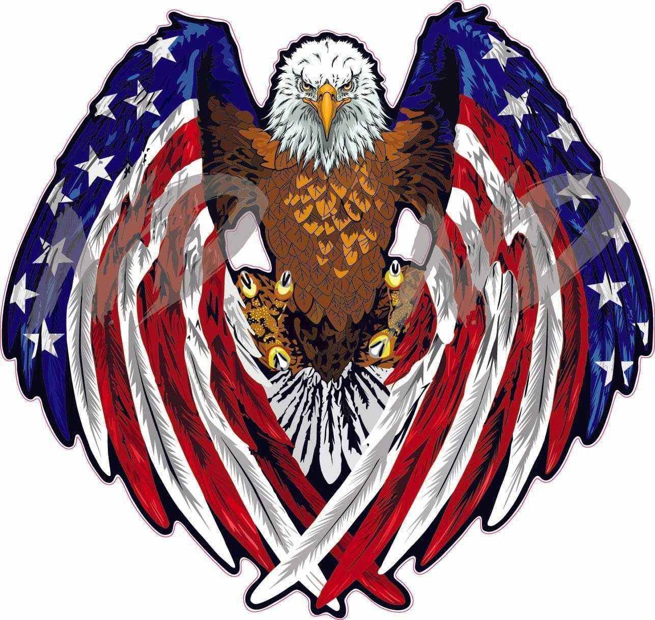 American Flag Bald Eagle Wings Decal with USA flag colors and stars