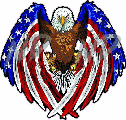 American Flag Bald Eagle Wings Decal with patriotic stars and stripes design